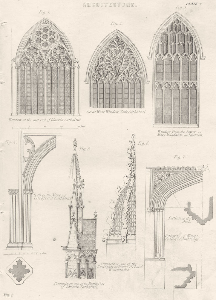 CATHEDRALS.Lincoln;York;Mary Magdalen Taunton;Litchfield;Henry 7th Chapel 1880